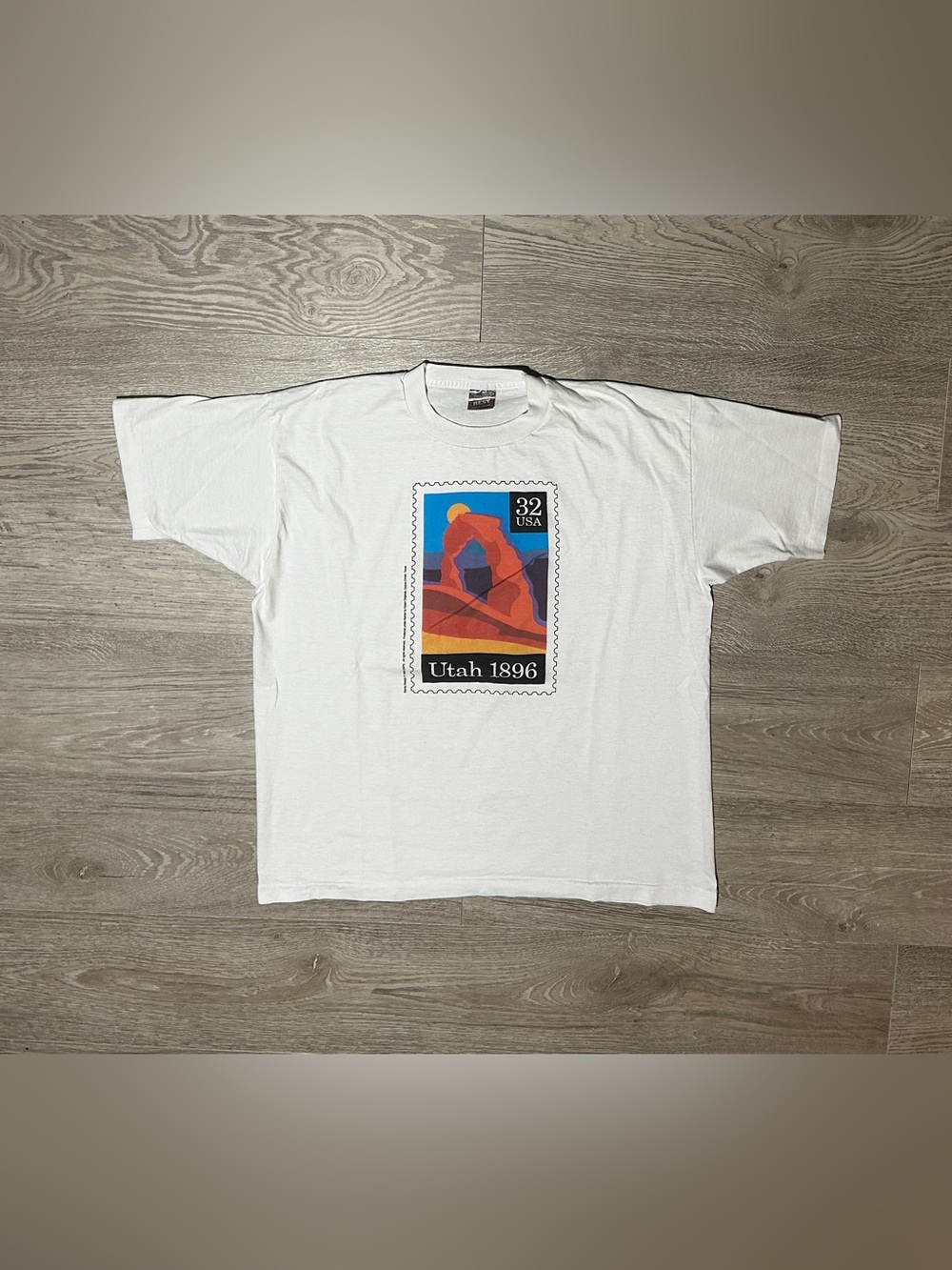 1995 UPSP Vintage Utah 1896 Stamp Graphic T-Shirt